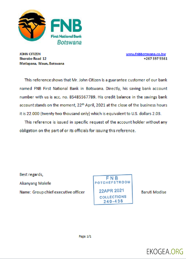 Botswana , FNB du Botswana , reference